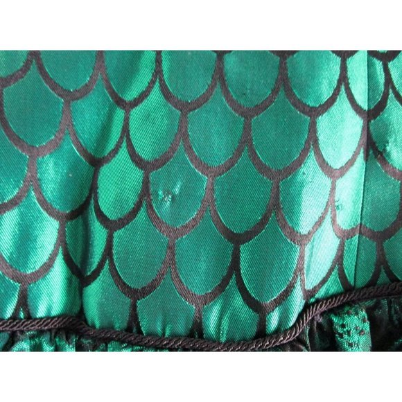 Vintage Emerald Green Black Scale Floral Damask Cocktail Formal by Moza USA Made - Picture 2 of 12